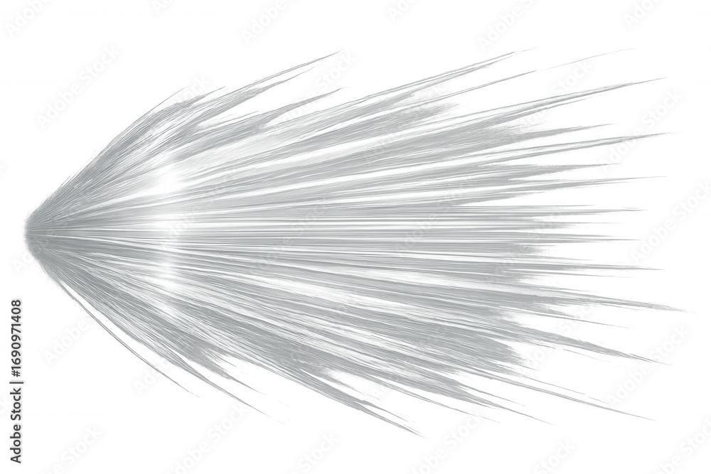 Poster white light streaks are expanding from a bright center on a transparent background, creating a dynam
