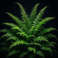 Fototapeta premium Lush Green Fern Foliage Against a Dark Background