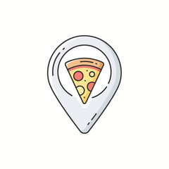 Pizzeria locator map pin icon. A vector symbol for finding restaurants and food delivery.
