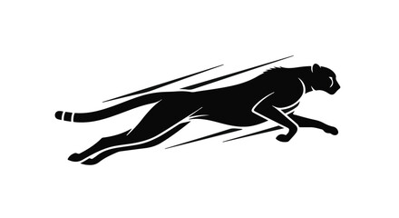 Fototapeta premium Sleek black panther silhouette in dynamic motion, conveying speed and power.
