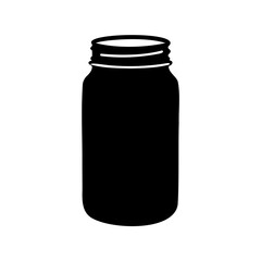 Black silhouette of a mason jar with screw top, standing upright