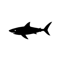 Fototapeta premium Shark silhouette swimming dangerous sea predator - Silhouette of a shark swimming in the ocean, representing marine wildlife, sea predator, aquatic nature, underwater ecosystem, and ocean life. 