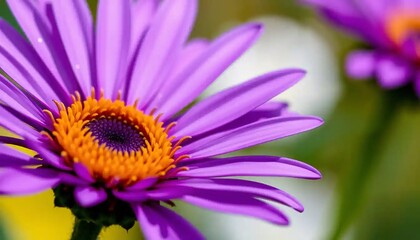 Fototapeta premium Vivid purple aster flower yellow center