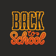 Back to school text design with orange gradient and outline
