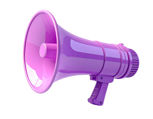 3D rendered vibrant magenta megaphone, angled view