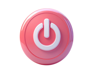 3D rendered, glossy, pink power button (2)
