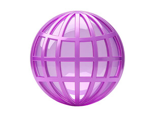 3D magenta globe with gridded lines