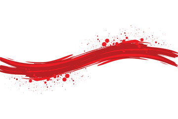 Red brushstrokes boldly swipe across a clean white backdrop with subtle splash textures