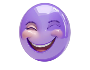 Purple emoticon winking, joyful expression