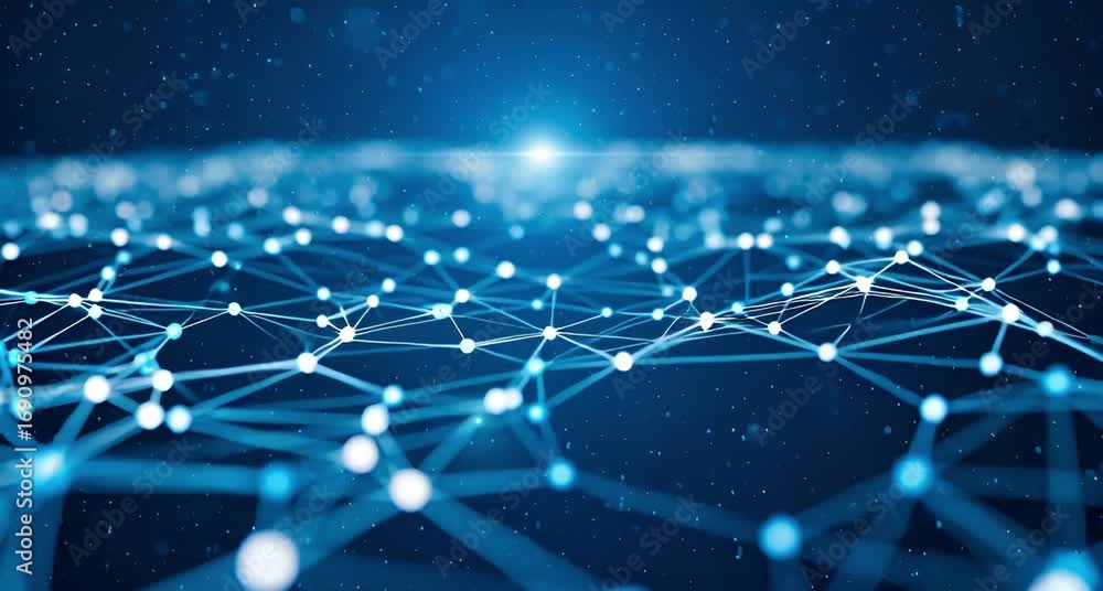 Aufkleber abstract network connection background with glowing nodes and lines, representing global communicati