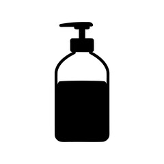Black silhouette of a soap or lotion dispenser bottle with pump top