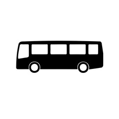 Black and white bus icon representing transportation and public transit system