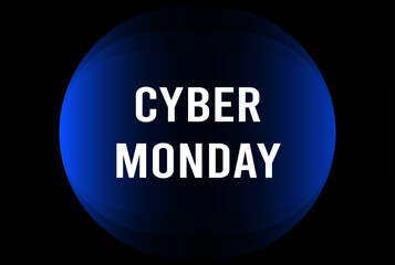 Cyber Monday banner with bold white text on a black background. Blue abstract pattern creates a modern digital style. Ideal for online shopping, sales, and promotions.