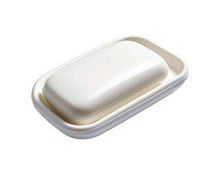 White rectangular soap dish with a built-in trough