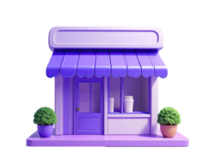 3D model of a pastel purple storefront