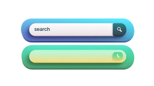 Two modern search bar interfaces isolated on transparent background