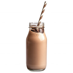 Chocolate Milk Delight: A refreshing chocolate milk beverage in a glass bottle. Indulge in the rich, creamy goodness, a perfect treat for all occasions.