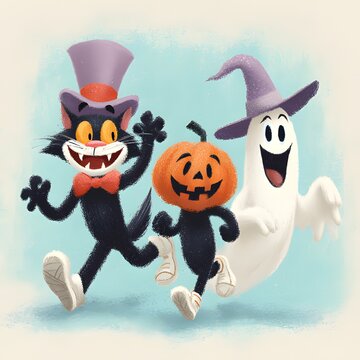 Spooky Halloween Pumpkin and Witch Illustration with Scary Horror Theme, Black Background and Autumn Holiday Elements for Halloween Party, Greeting Card, Poster and Seasonal Decoration