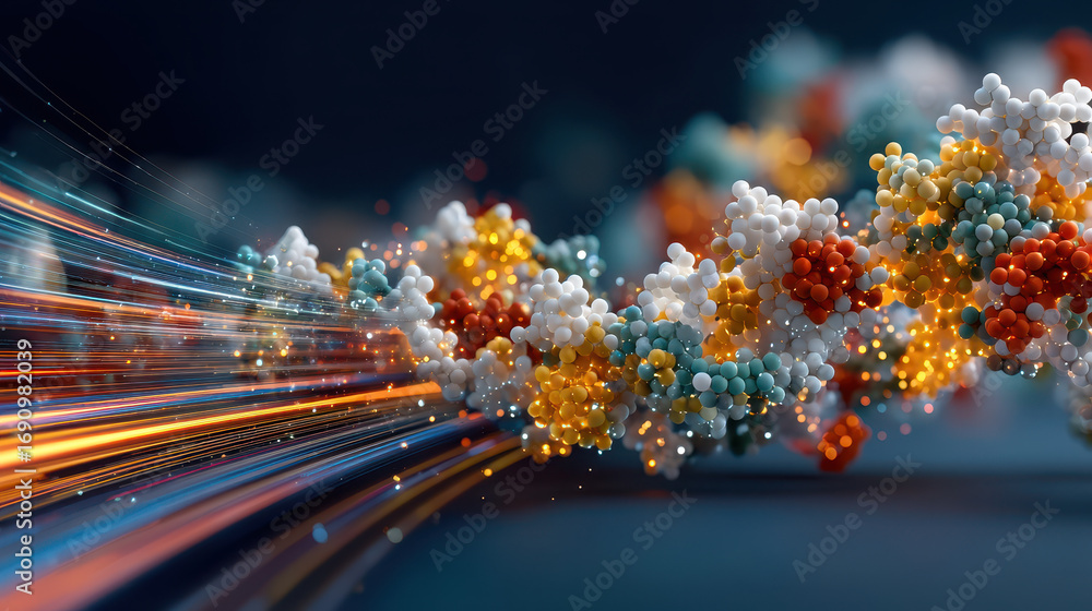 Aufkleber molecular engineering transformation with robotic nano-tools in a dark lab space
