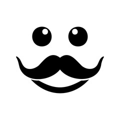 Simple and cute face with round eyes and a funny mustache