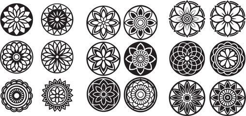 Decorative circular floral motifs mandala pattern