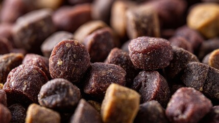 Obraz premium Grain-free pet food pellets with visible meat pieces