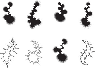 Fractal shapes spiky organic forms abstract black