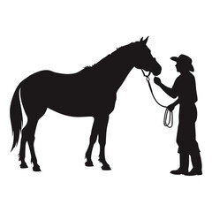 Farmer feeding horse