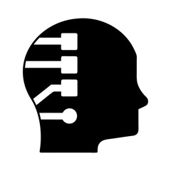 Abstract human head silhouette with circuitry pattern silhouette