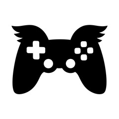 Black silhouette of a gaming controller with wings