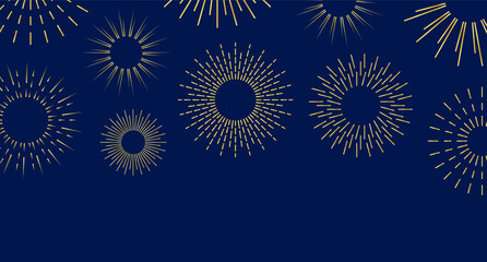 New Year 2026 greeting with firework bursts, festive mood. New Year's greeting for 2026. Holiday card, banner, invitation, marketing template. A festive design symbolizing celebration. Flat vector