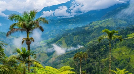 Tropical mountain valley landscape