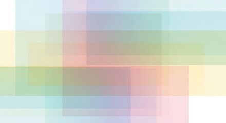 Subtle pastel gradients cascading softly across intersecting transparent rectangles forming a modern artwork