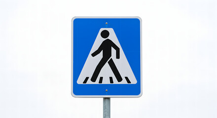 Pedestrian Crossing Sign Blue and White Safety Symbol.