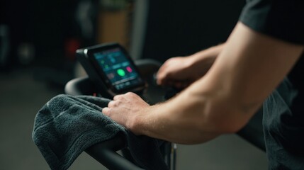 First-Person View Adjusting Resistance on Stationary Bike with Digital Screen