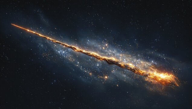 Cosmic nebula, fiery streak
