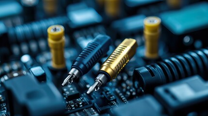 Automated robotic car maintenance system diagnostic port, metallic connector, subtle light, data transfer