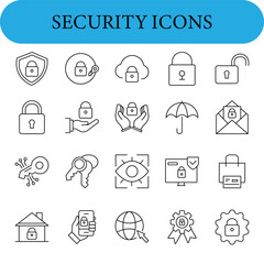 Collection of hand drawn security and protection icons