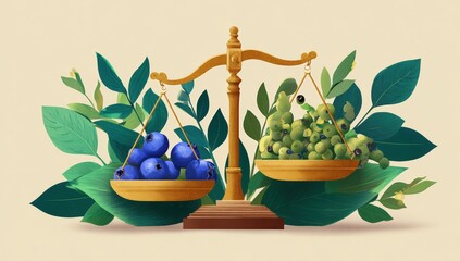 Fruit balance, weighing healthy options