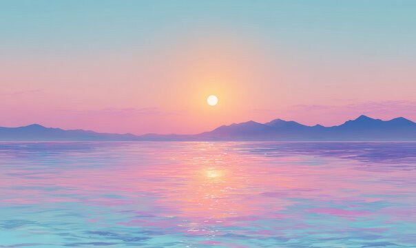 Pastel sunset over a serene lake