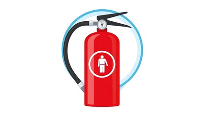 Obraz premium Red fire extinguisher icon with safety symbol