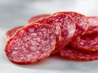Professional photo of salami on a plain background