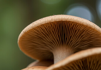 Close-up of mushroom gills underside