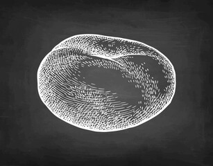 Donut peach chalk sketch. © alhontess