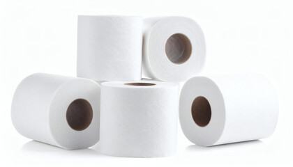 Stack of Roll Tissue Isolated on Clean White Background for Bathroom Essentials, Home Decor, and Digital Design Projects