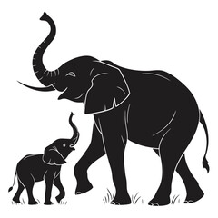 Elephant calf with mother