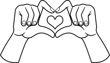 Love romance hands gesture black-and-white