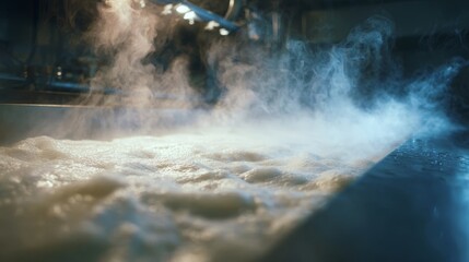 Milk pasteurization process with heating and rising steam