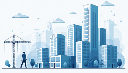Cityscape with Construction Crane and Buildings