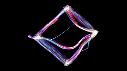 Abstract diamond shape with vibrant light trails